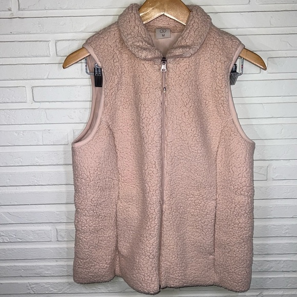 Calia Soft Pink Teddy Bear Sherpa Zip Up Vest, Women's Size Medium - Picture 1 of 8